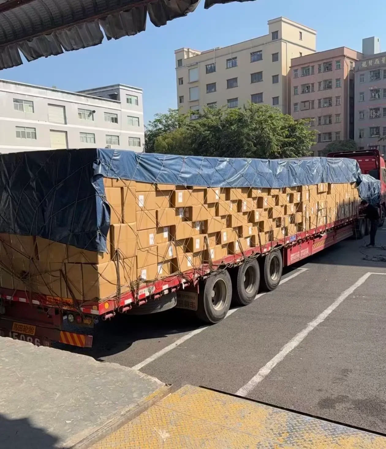 Shipping cartons secured for delivery