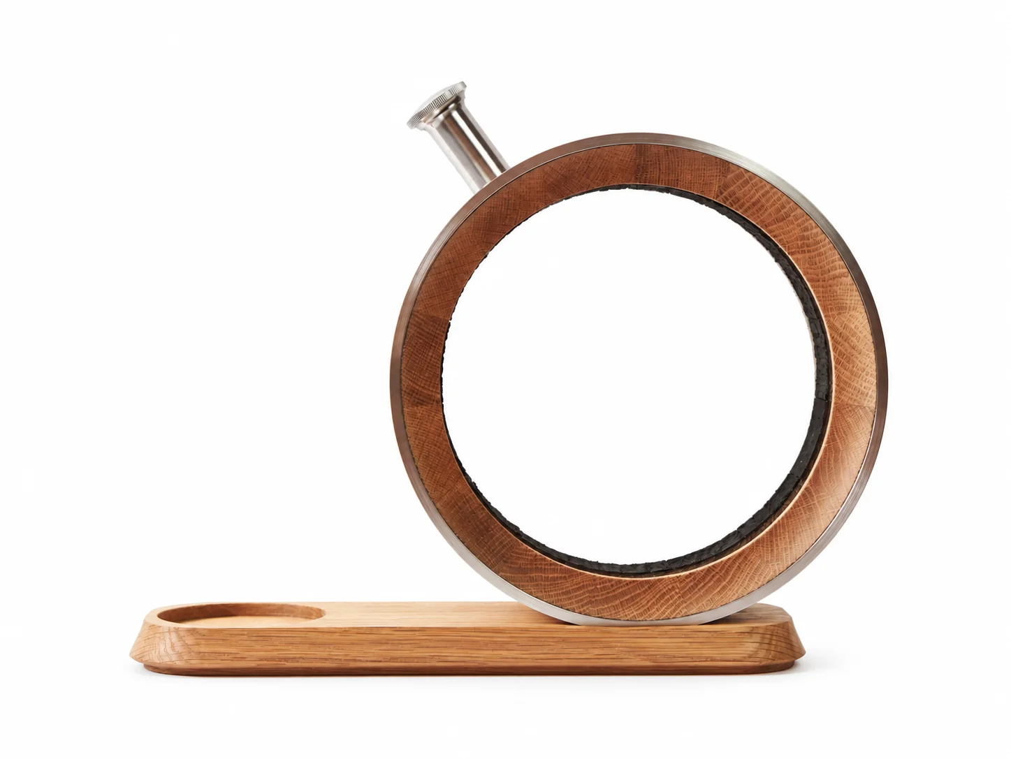 700ml oak barrel decanter on a white background