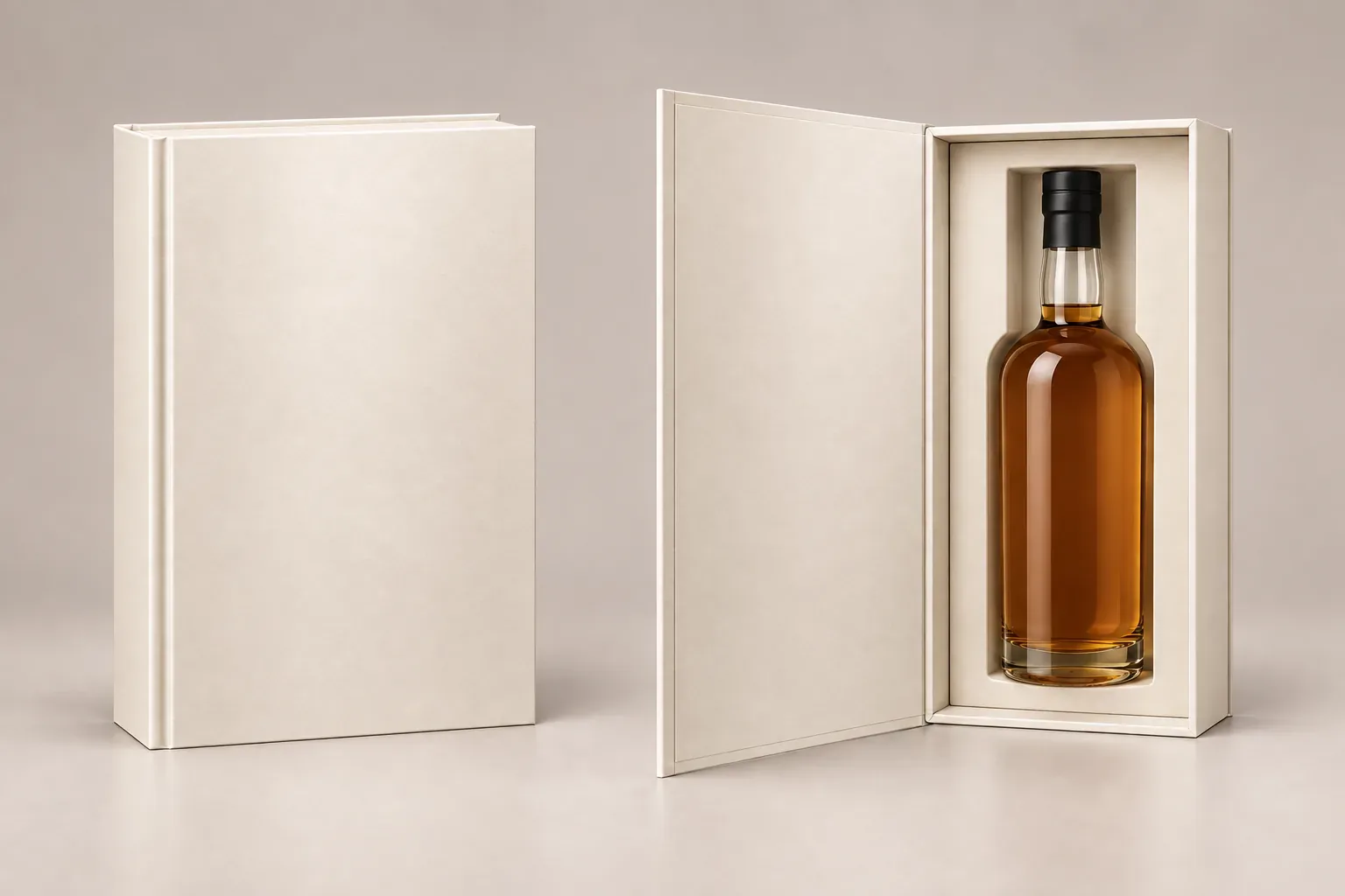 Unbranded book-style box packaging concept