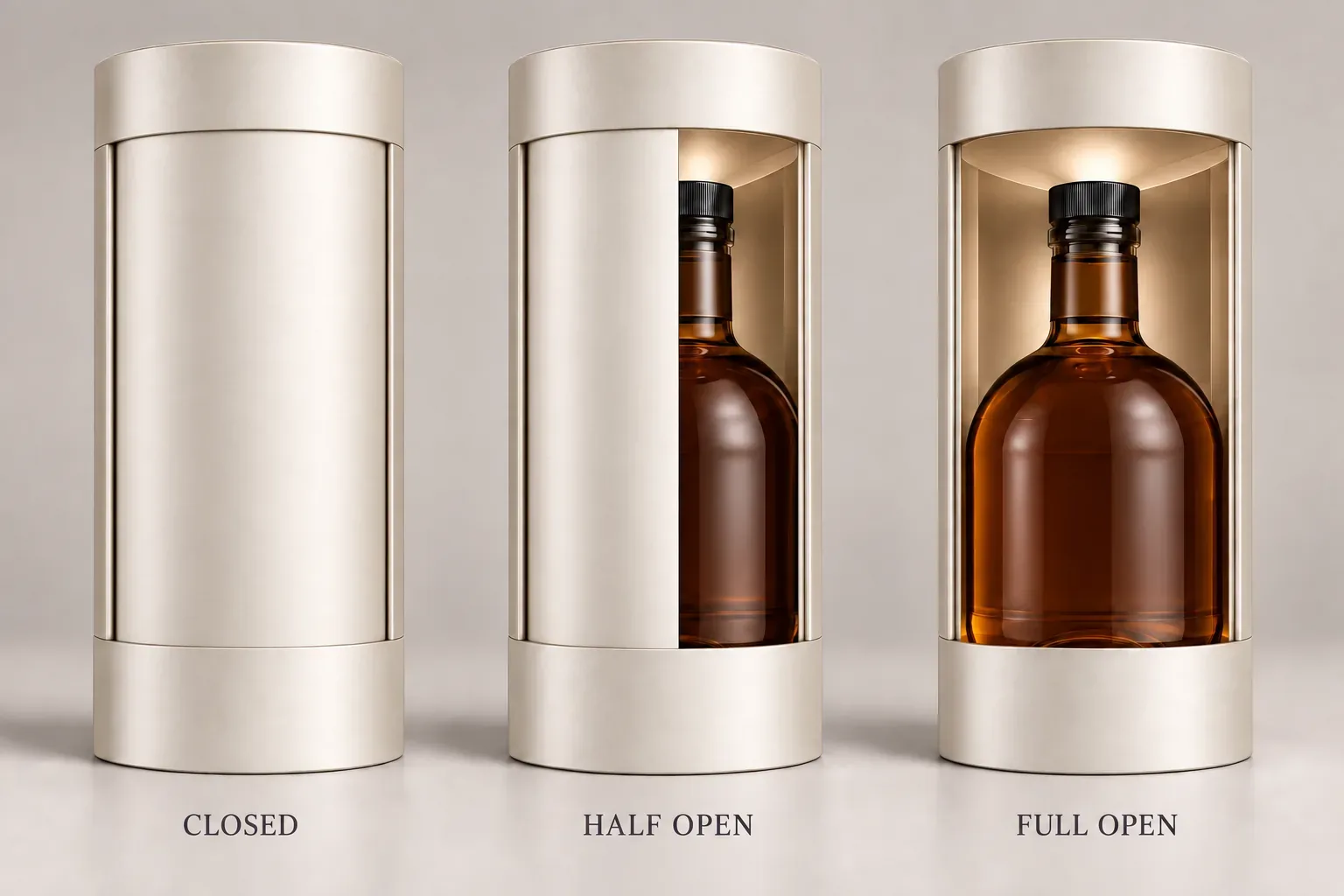 Unbranded rotating bottle box packaging concept