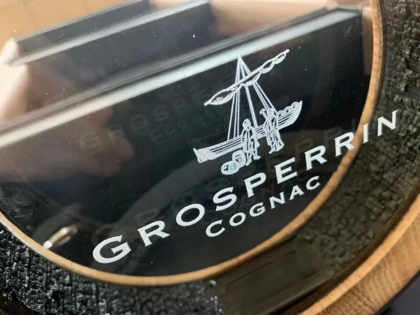 Grosperrin Cognac — Brand artwork on the glass viewing panel